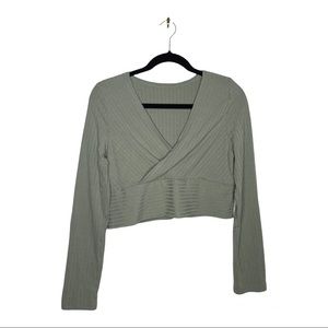 Green Size XL Long Sleeve Crop Top
